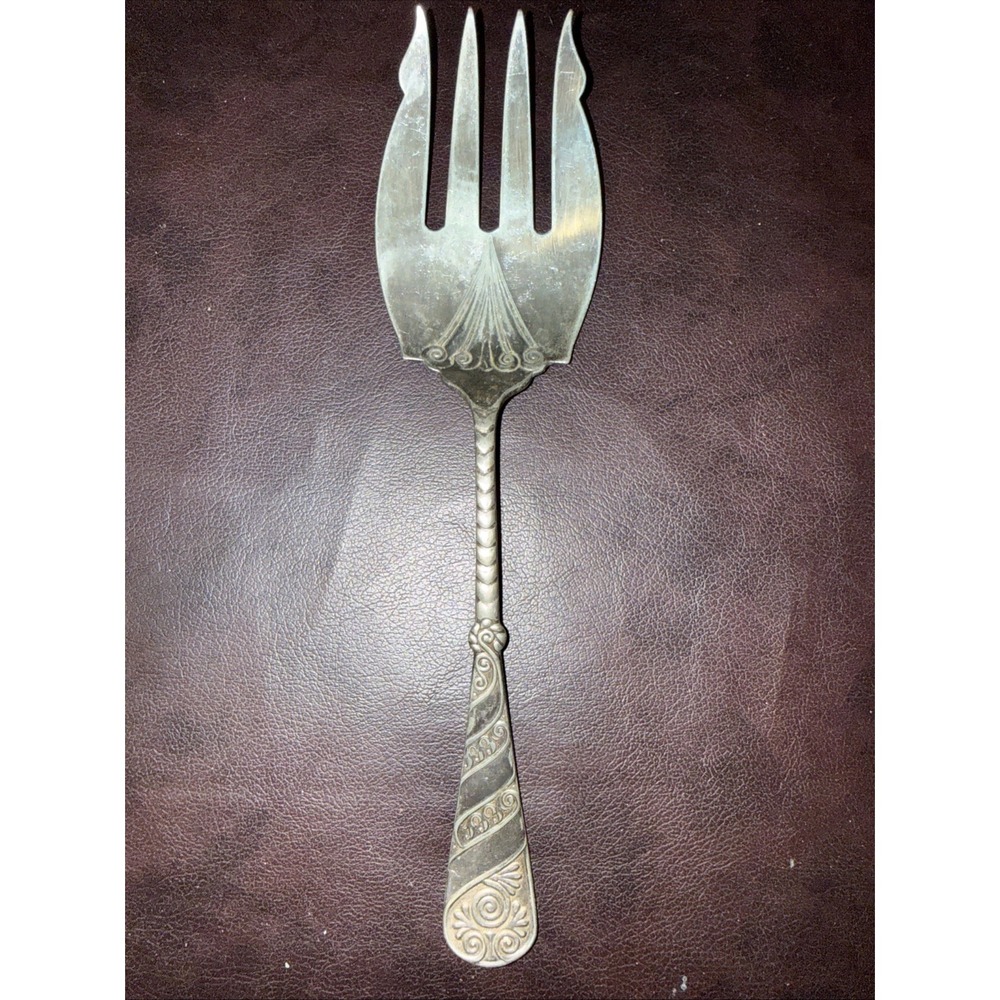 Rare Antique Assyrian Head A1 Ornate Silver Plate Serving‎ Fork 1886 Rogers Bros